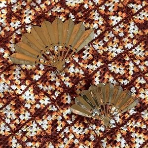 Vintage Brass-color Metal Fans Wall Decor